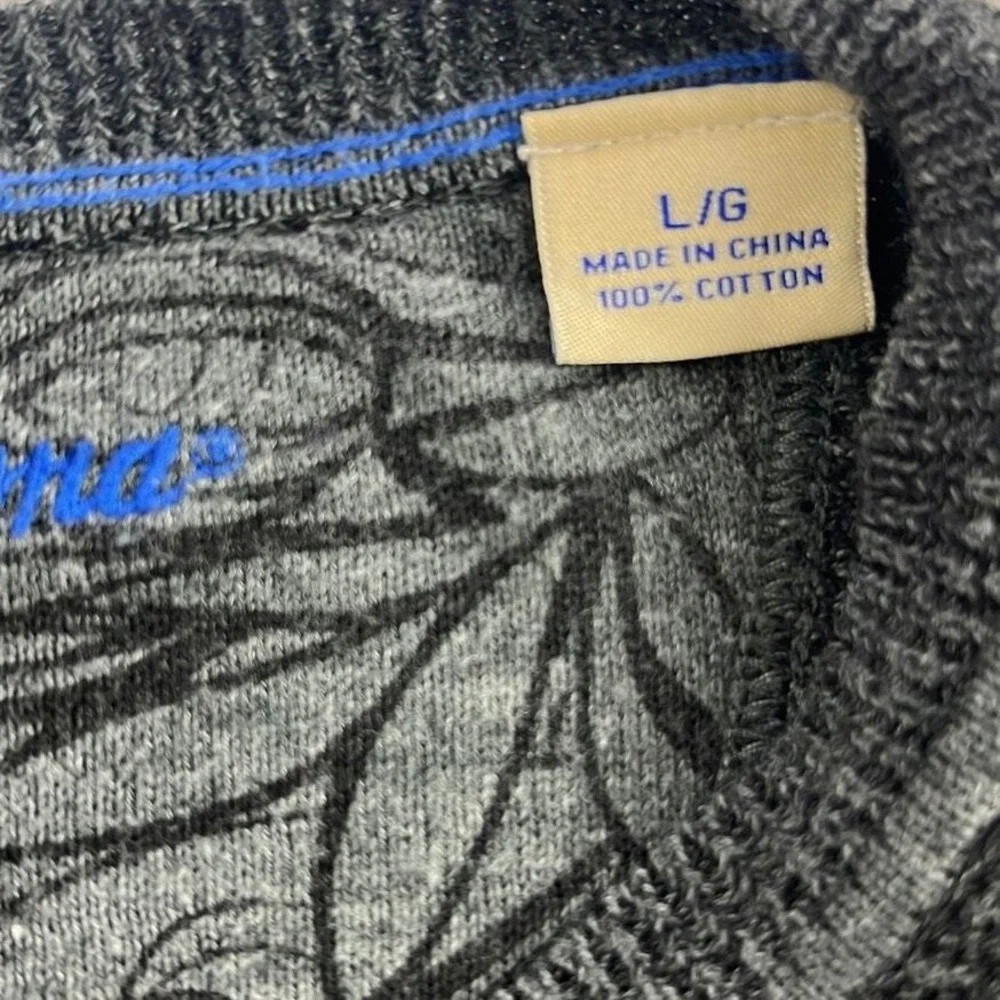 Tommy Bahama Sweater‎ Mens Large Gray Cotton Textured V-Neck Long Sleeve EUC